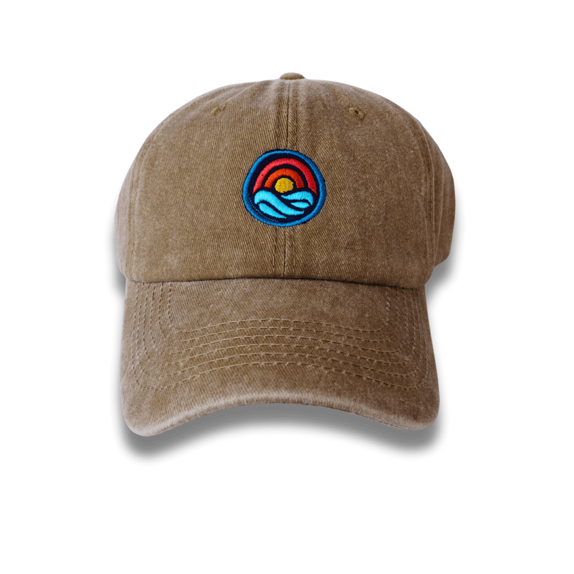 GORRA CAQUI BORDADA CON EL MAR Y EL ATARDECER