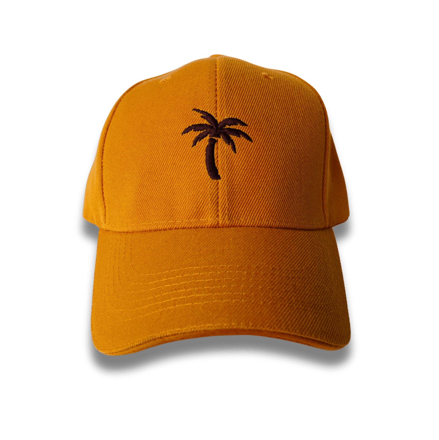GORRA MOSTAZA CON PALMERA.  BORDADA